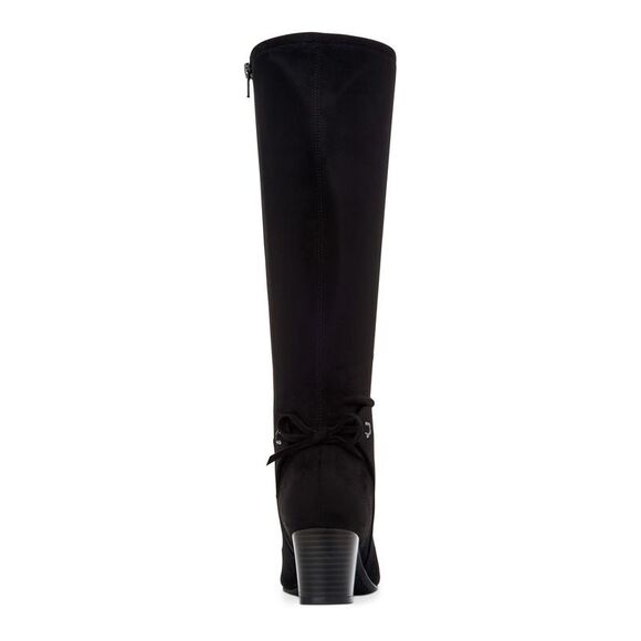 CHARTER CLUB Womens Black Flower Grommets Jaccque Almond Block Heel Boots 6.5 M - Picture 2 of 4